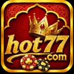 Hot77 Game logo with golden crown, red background, and casino chips symbol.