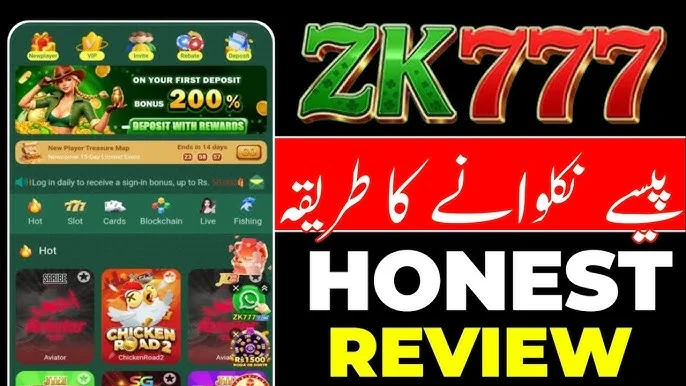 ZK777 Game online gaming platform interface displayed on a smartphone with colorful gaming elements and modern design.