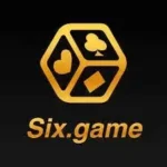 Six game official logo with golden casino-themed icon featuring card suit symbols on a black background.